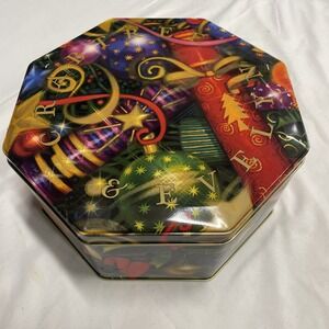 Vintage 1996 Crabtree & Evelyn Octagon Collectible Holiday Tin 10"‎ EMPTY